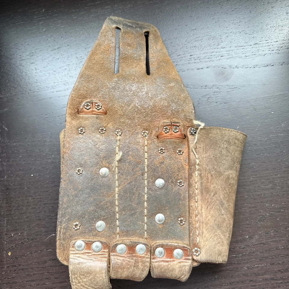 Vintage Channel Lock Lineman's Leather  Belt Tool Pouch 4 Pocket & Hook - Image 3 of 3