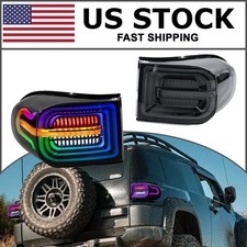 For 2007-2015 Toyota Fj Cruiser Rgb Led Tail Lights Smoked Lens Rear Lamps Set