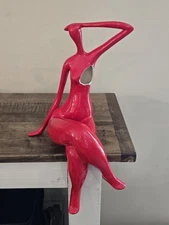 Broken Heart Red Pear Shaped Woman Abstract Sculpture Modern Art Resin Statue 