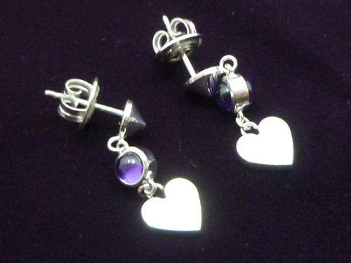 Authentic GUCCI Trade Mark Swing Earrings Amethyst Purple 925 Silver #36636583 - Picture 2 of 7