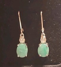 Green Emerald Rhodium Over Sterling Silver Dangle Earrings 3.76ctw DOCX102 JTV