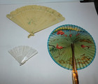 NEAT DECORATIVE VINTAGE HAND FAN JOB LOT ONE HAS FLAMINGO DESIGN — photo 1