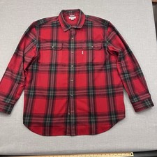 Carhartt Hubbard Flannel Shirt Mens 2XL Red Plaid Button Up Heavyweight Workwear