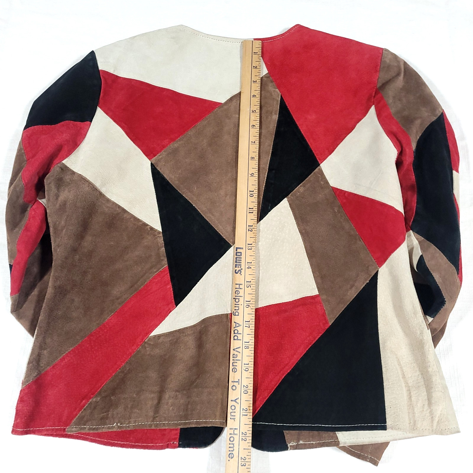 Y2K Patchwork suede Leather Fitted Jacket Karen A… - image 12