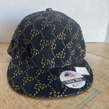 City Big Rope Hat Flat Bill Black Hat Fitted Adult Size 7 3/4 Hat Baseball Cap