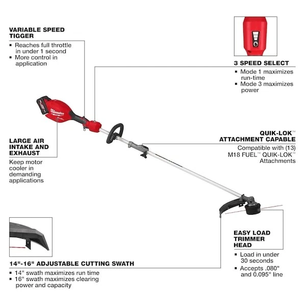 Milwaukee Tool 3016-21St M18 Fuel String Trimmer W/ Quik-Lok Kit - Image 2 of 2