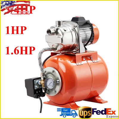 #ad 3 4HP 1HP 1.6HP Shallow Jet Well Pump w Pressure Tank Garden Booster Jet Pump $124.35