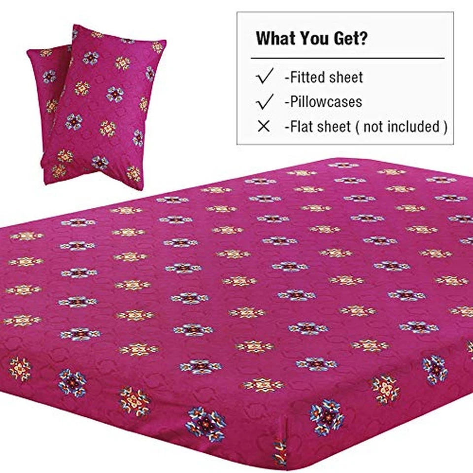 Vaulia Lightweight Microfiber Fitted Sheet, Boho-Chic Printed Pattern Design,... - Image 2 of 4