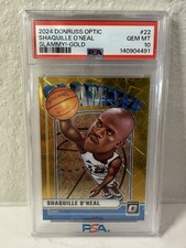 SHAQUILLE O'NEAL 2024 PANINI DONRUSS OPTIC SLAMMY! GOLD#22 1/10 PSA 10 CASE HIT!
