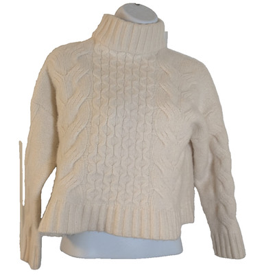 Haven Well Within, Women's, Cable Knit, Cashmere, Cropped, Sweater, White, Sz XL