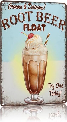 Root Beer Float Vintage Bar For Bar Tin Metal Signs Home Décor 8x12 