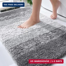 OLANLY Bathroom Rugs Mat 30x20, Extra Soft Absorbent Microfiber Bath Rugs  Grey