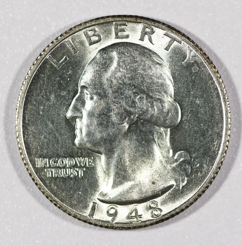 1948-S Washington Silver Quarter-Dollar Coin, Uncirculated