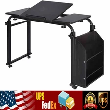 Rolling Laptop Desk Cart Computer Table Notebook Stand Tray Over Bed Home Rack