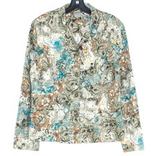 Chicos Jacket Boho Whimsical Artsy Eclectic Coastal Floral Button Up 1 Medium 8