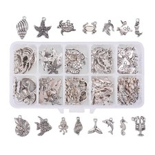 90Pcs Sea Creatures Charms Set 15 Styles Diy Jewelry Bracelet Necklace Crafts