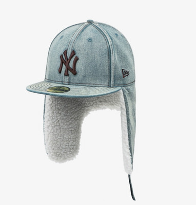 New Era MLB New York Yankees Denim Dog-Ear Fitted Cap Light Blue 14881535