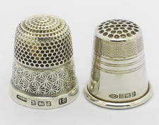 2 Sterling Silver Thimbles Henry Griffith 1924 Broadway Co 1995 Antique Vintage