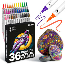 36 Dual Tip Acrylic Paint Markers Set Colored Markers Brush Extra Fine Tips