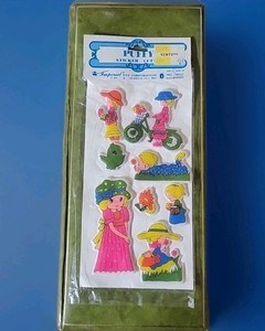 Imperial Toy Puffy Sticker Cuties Little Girls 1978 Bird Flowers Vintage NOS