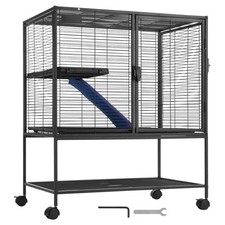 36 in. Rolling Metal Ferret Cage Large 2-Tier Critter Nation Cage, Small Animal