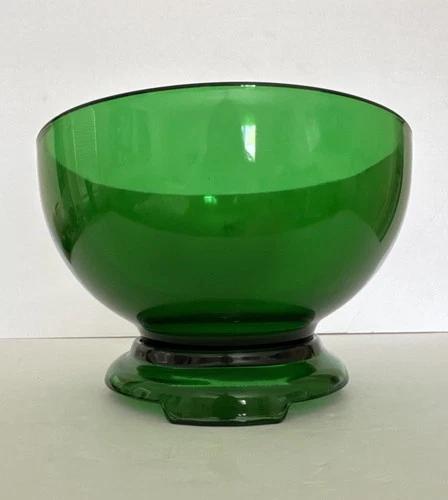Vintage Anchor Hocking Forest Green Glass Bowl With Riser 2 Piece Large Serving