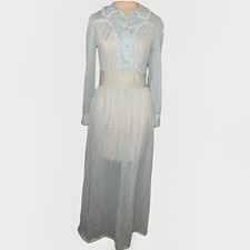 Prairie Lace Long Dress Vintage 1970s Dress Size 6 Baby Blue