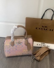 Coach Rowan Satchel in Rainbow Signature Canvas with Detachable Strap Handbag