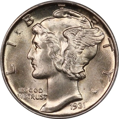 1931 PCGS MS64 FB CAC Near Gem BU Mercury Dime, Lustrous, Original Mint Bloom!