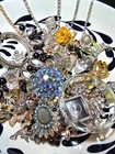 1.5  LBS Vintage to Now Rhinestone Costume Jewelry Lot for Wearing, Repurposing