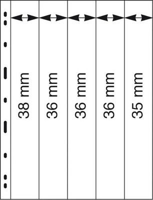 Lindner Uniplate Stock Sheets 085 One-Sided Five Vertical Pockets Clear Pkg. 5