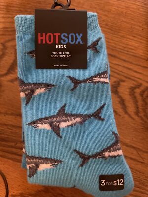 Hot Sox Kids youth L /  XL Fish Crew Socks