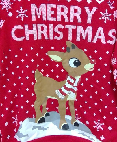 Rudolph the Red-Nosed Reindeer Christmas Crewneck Sweatshirt Women's M (7-8) - Picture 2 of 11