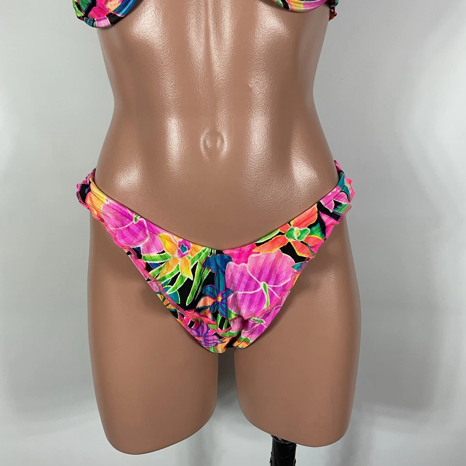 VTG Electric Beach Jantzen 2pc Bikini Swimsuit Underwire 80s 90s Neon Floral 14 - Image 4 of 4