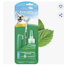 TropiClean Fresh Breath Oral Care Plaque Tartar Remover Dog Toothbrush Kit S/M