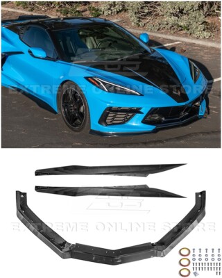 Z06 Style HYDRO-DIPPED CARBON FIBER Front Lip Side Skirts For 20-Up Corvette C8
