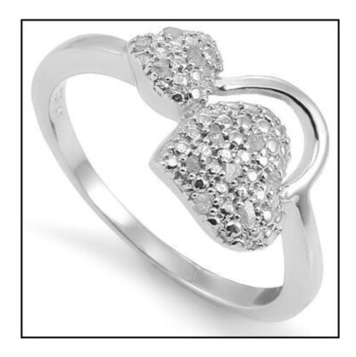 Designer-Damenring 14 Karat Weißgold-Finish Größe 7 Diamanten