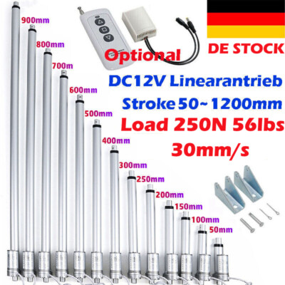 250N 12V Linearantrieb Elektrisch Linear Actuator 50-1200mm Hohe Geschwindigkeit