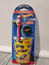 Hot Wheels Child's Brush Buddies Toothbrush, Cap  Cup Set