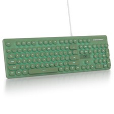 Full Size Blue Backlit Membrane Keyboard 104 Keys Retro Typewriter Green