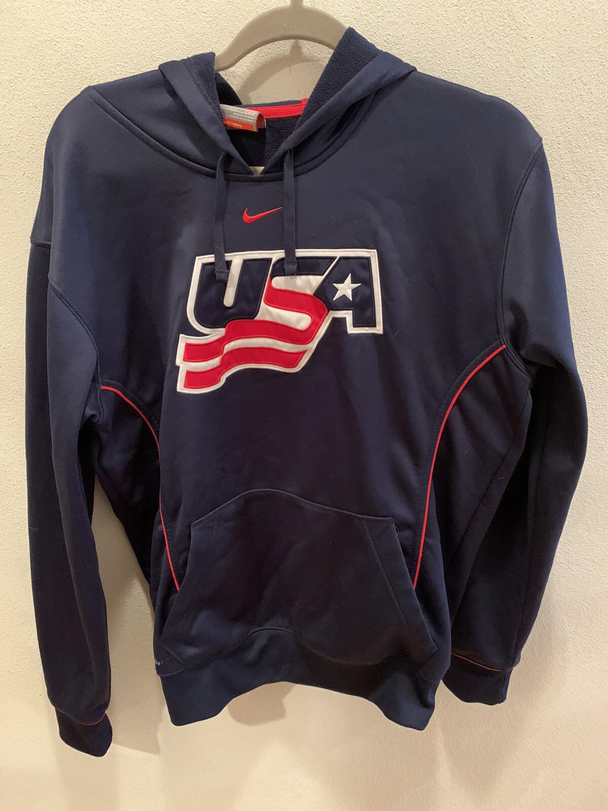 Team Nike USA Hockey Navy Hoodie Mens Size Small Ther… - Gem