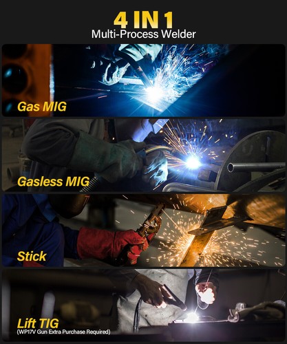 HZXVOGEN 4in1 MIG MAG Welder 200A Flux Cored Wire Welding Machine TIG MMA ARC Welder - Picture 2 of 13
