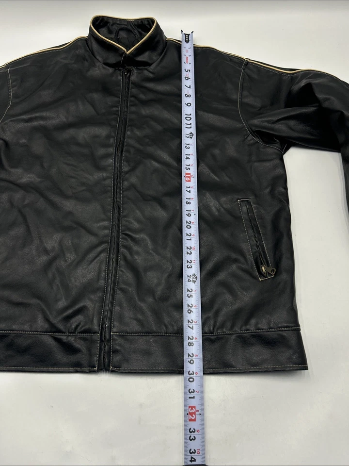 Chaqueta de cuero sintético Whispering Smith negra para hombre cremallera completa manga larga talla XL Foto 4 de 4