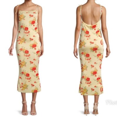WeWoreWhat Danielle Bernstein floral tie shoulder midi dress m medium