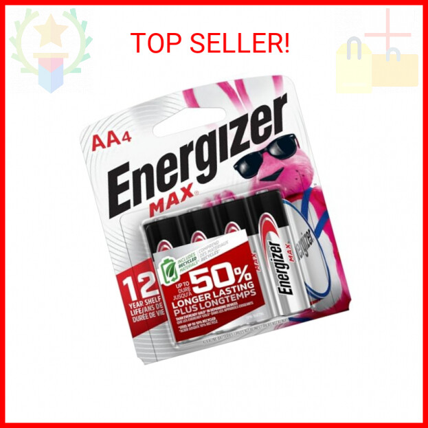 Energizer AA Batteries, Max Double A Battery Alkaline, 4 Count