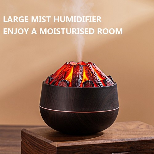 3D Charcoal Effect Humidifier, 300ml Capacity, USB Powered, Wood Grain Design - Picture 26 of 31