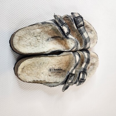 Birkenstock Mens Size 43 US 10 Arizona White Gray Shearling  display picture 3