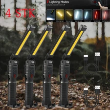 4PCS Rechargeable LED COB Work Light Flashlight Lamp Magnetic Base Folding Torch