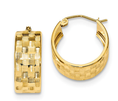14K massive Gelbgold Diamantschliff Creolen Huggie Ohrringe 18mm breit French Lock