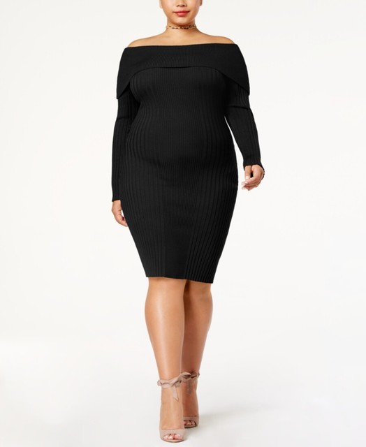 bodycon off the shoulder sweater dress